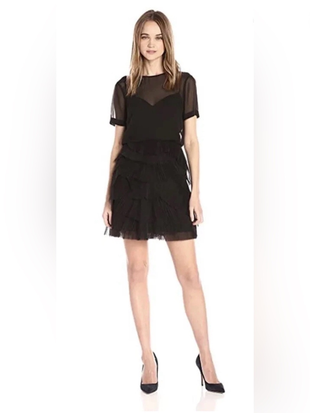 NWOT BCBGMaxAzria Women’s Black Layered Tulle Dress Size 0